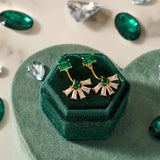 Lola Art Deco Jacket Earrings, Emerald Green & Gold