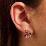 Lottie Cluster Earrings, Flamingo & Gold