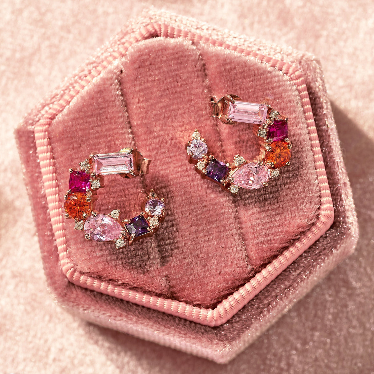 Lottie Cluster Earrings, Disco & Rose Gold