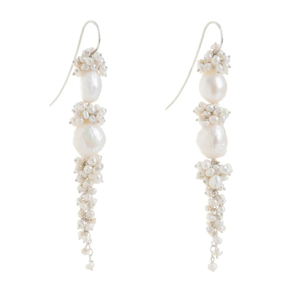 Silver Baroque Pearl Long Drops