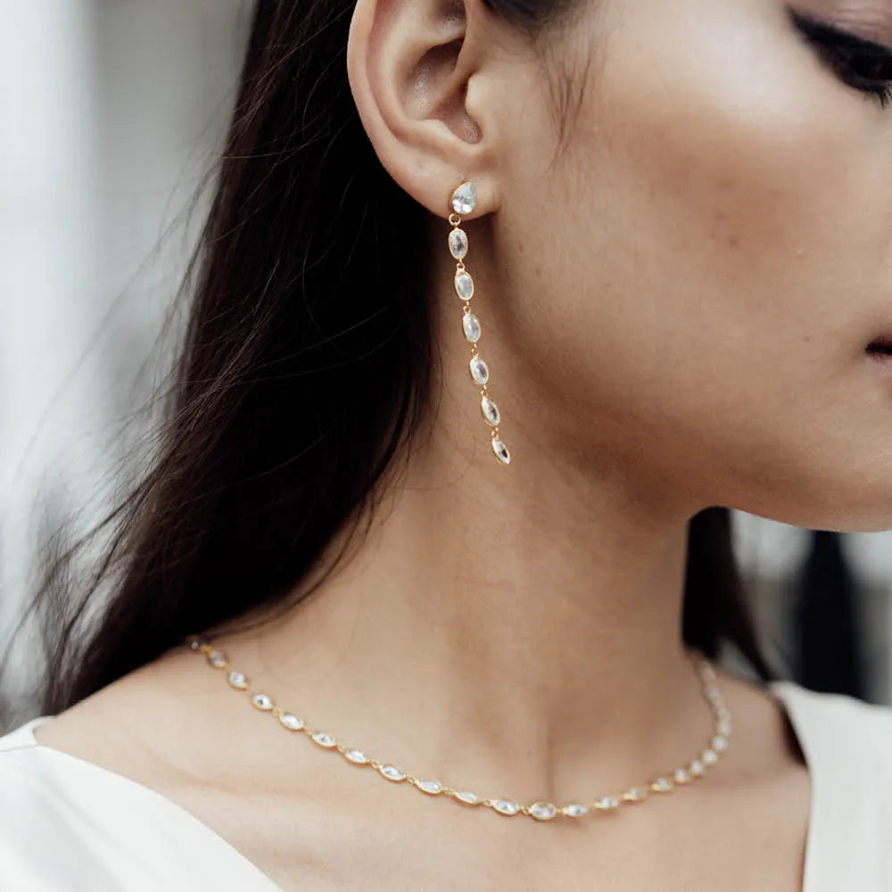 Oval Crystal Framed Necklace