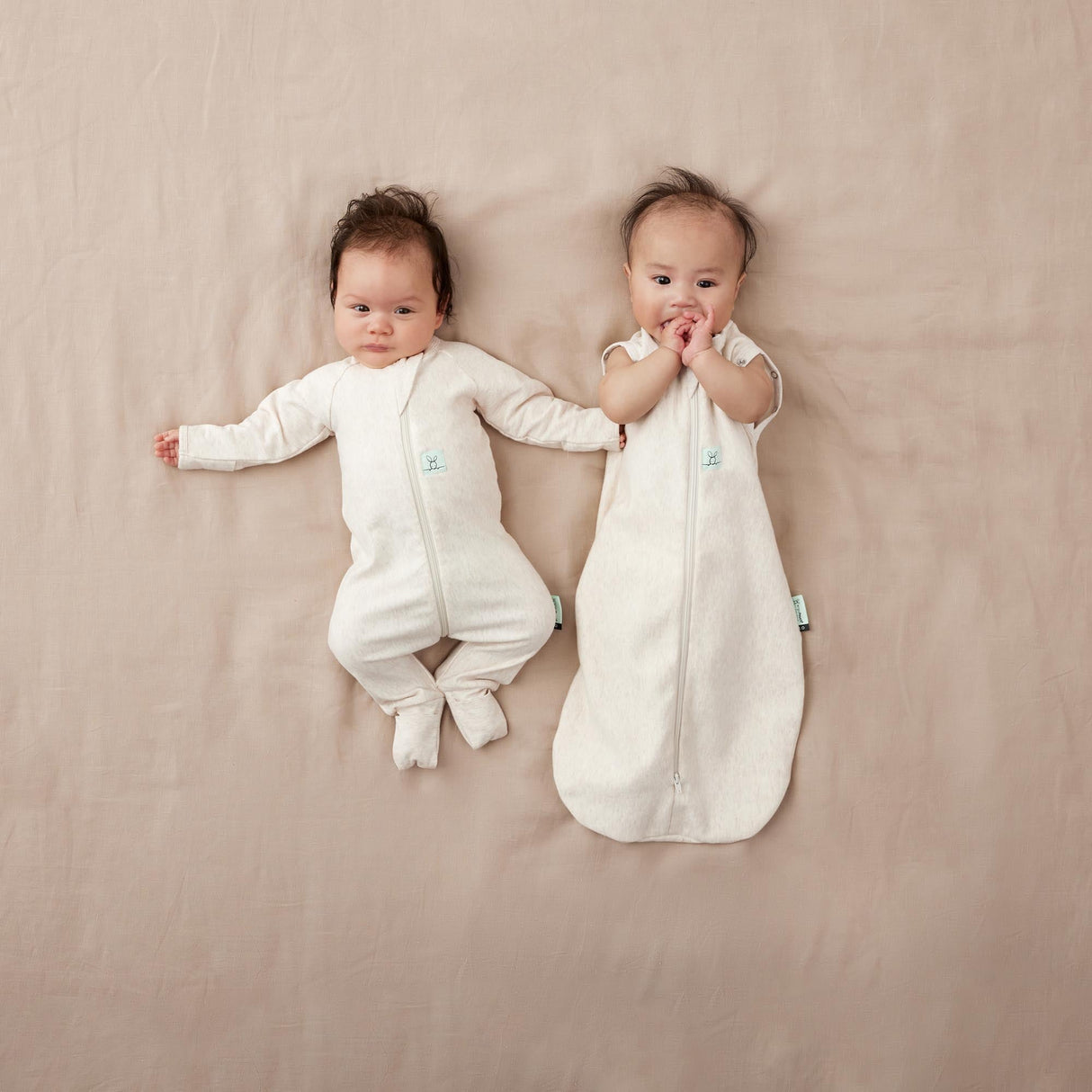 ErgoPouch - Organic Layers Long Sleeve Babygrow - Oatmeal - Warm 1.0 TOG