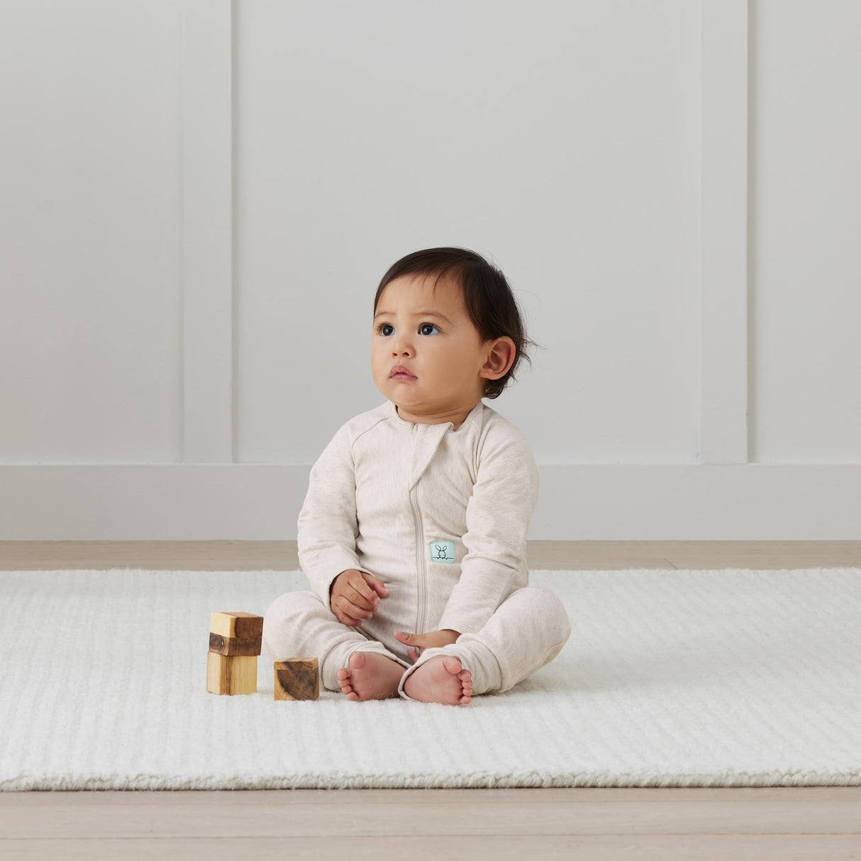 ErgoPouch - Organic Layers Long Sleeve Babygrow - Oatmeal - Warm 1.0 TOG
