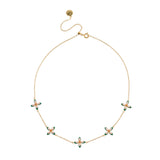 Lucky Clover Choker Necklace Emerald Enamel, Blush Pink & Gold