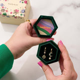 Luna Moon & Star Huggie Hoop Earrings Emerald Green & Gold