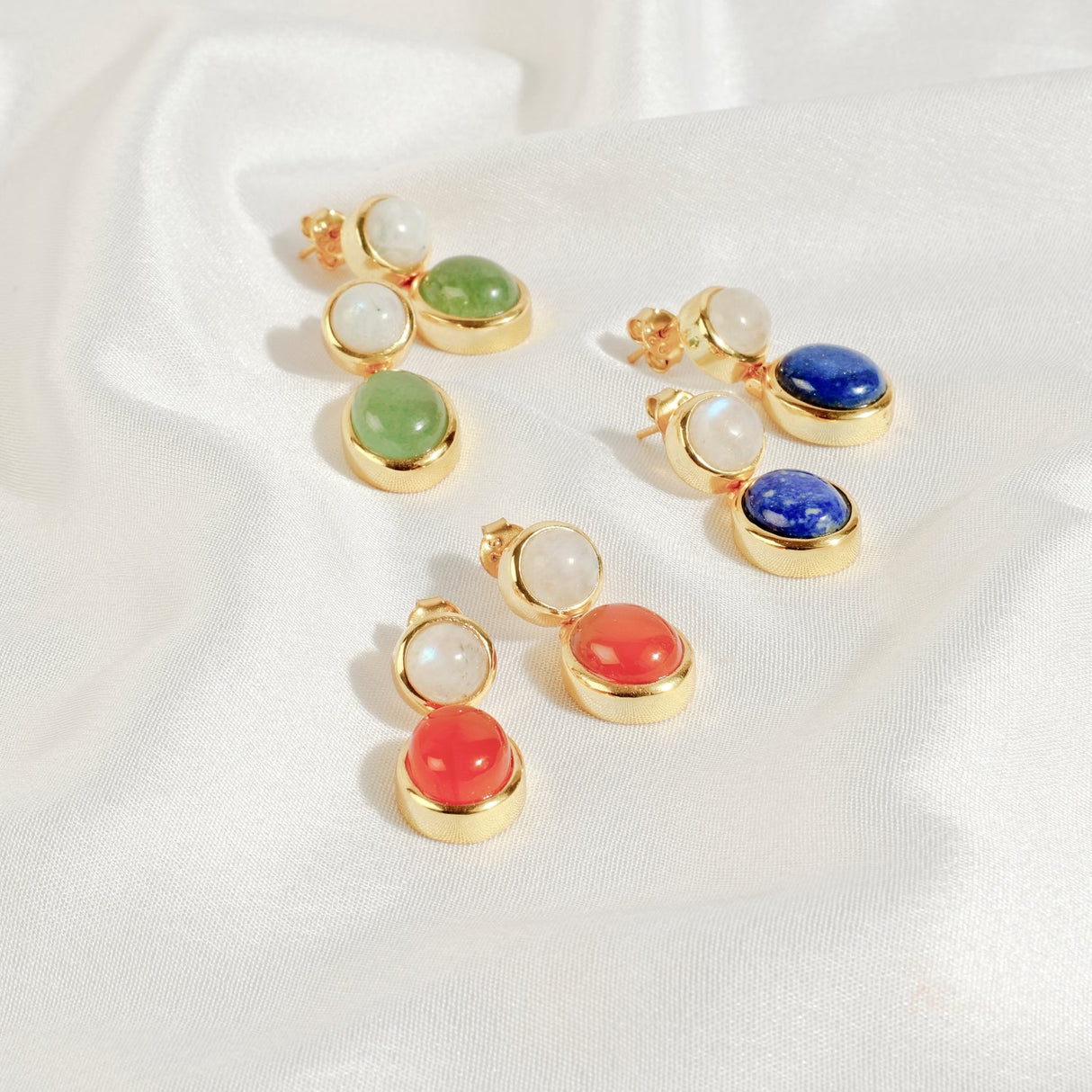 Red Carnelian and Moonstone Earring