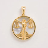 Libra, Gold Zodiac Pendant