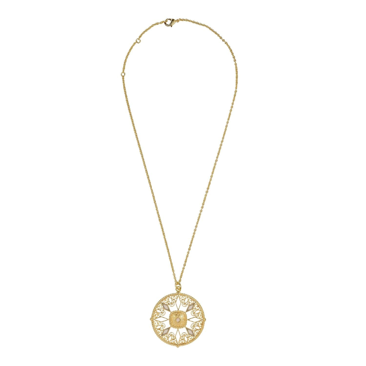 Filigree Medallion in Opal Chalcedony Necklace