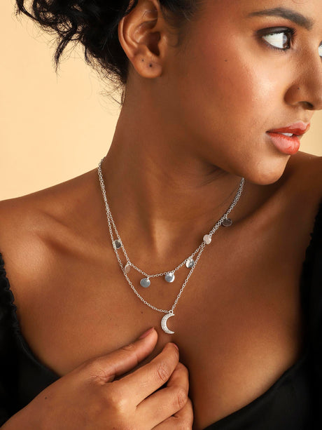 Star Gaze Double Layer Necklace Silver
