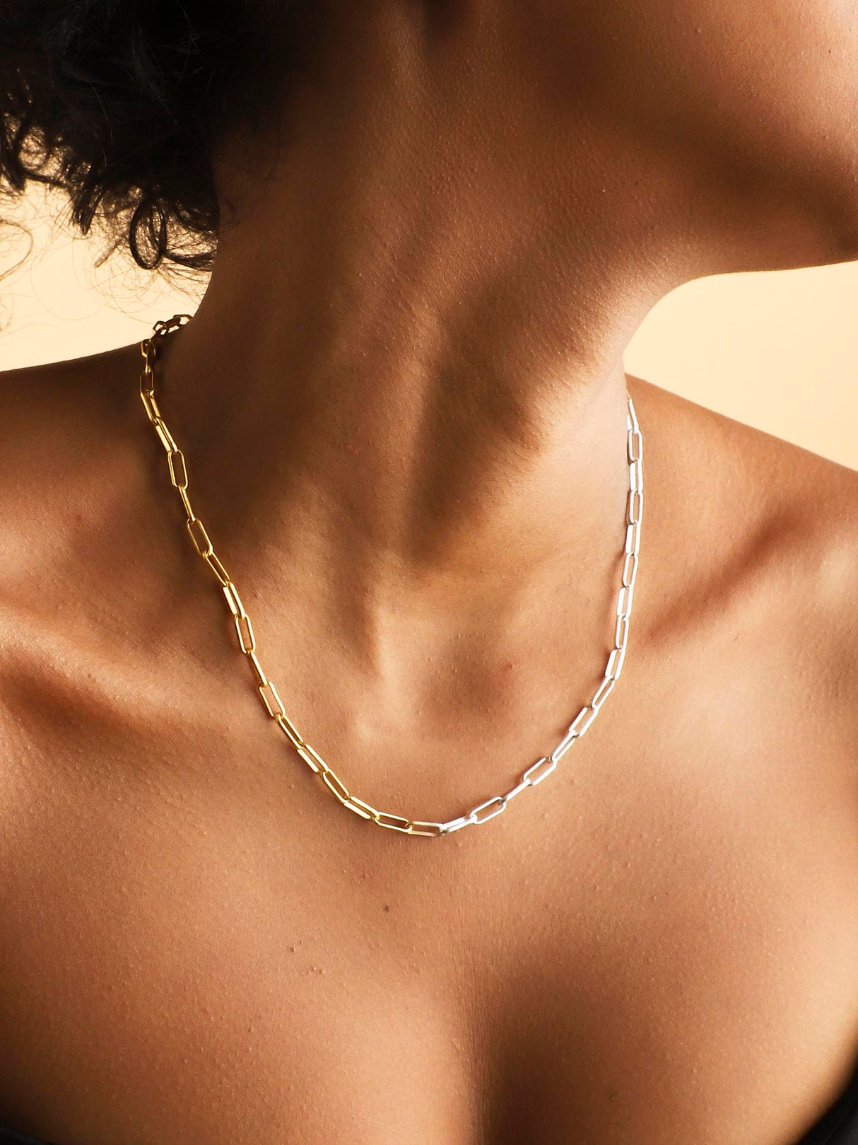 Dual Tone Mix Metal Paperclip Chain