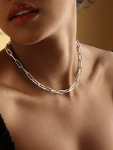 Paperclip Chain Necklace Silver (Large)