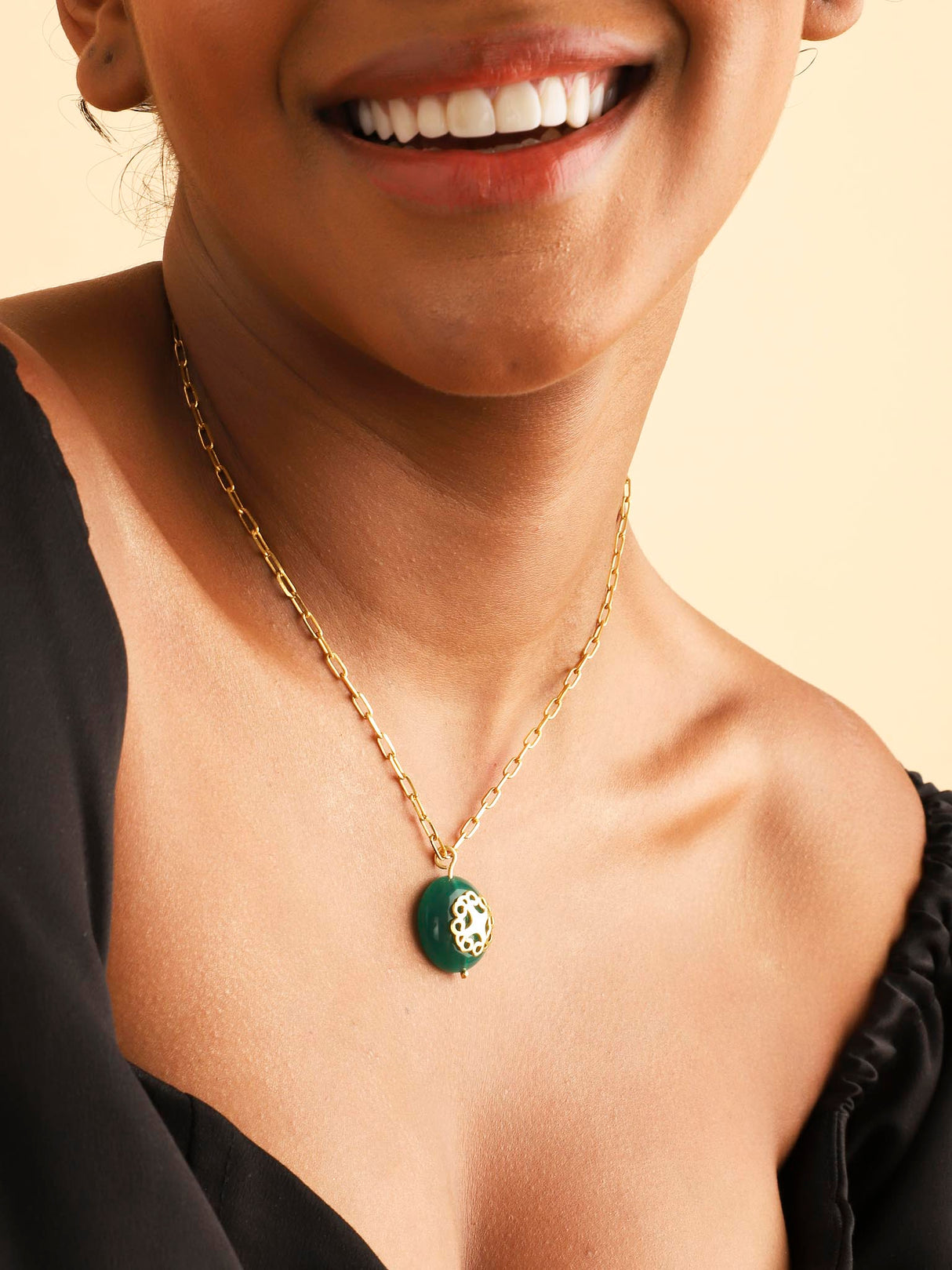 Melange Necklace Green Onyx