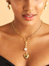 Pearl Heart  Drop Necklace