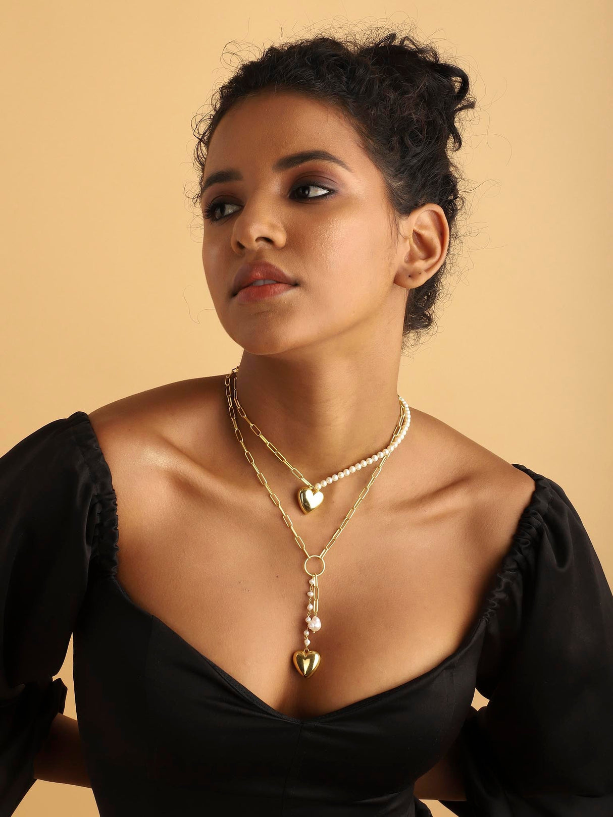 Pearl Heart  Drop Necklace