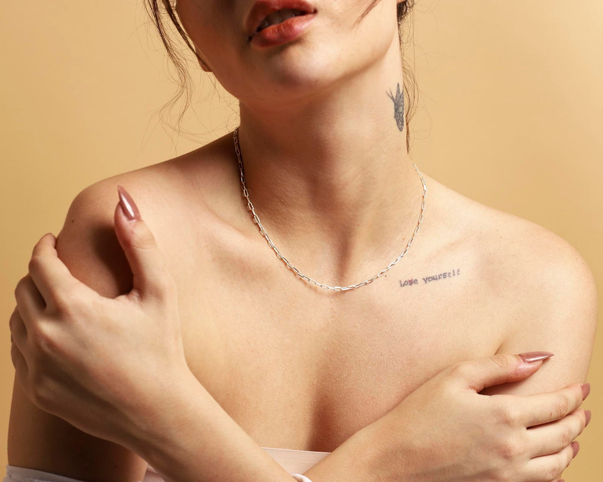 PaperClip Chain Necklace Silver (Small)