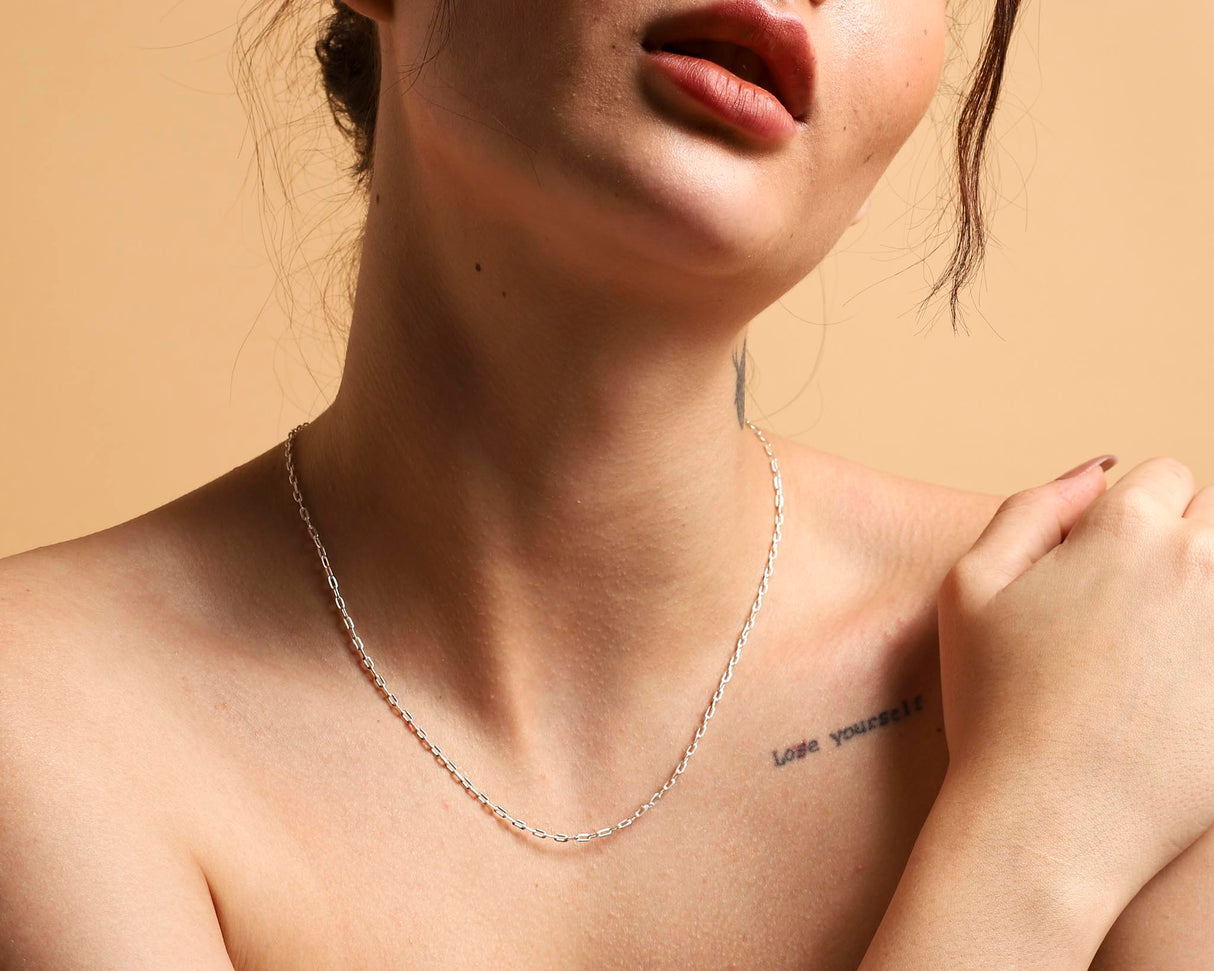 Paperclip Chain Necklace (Xsmall) Silver