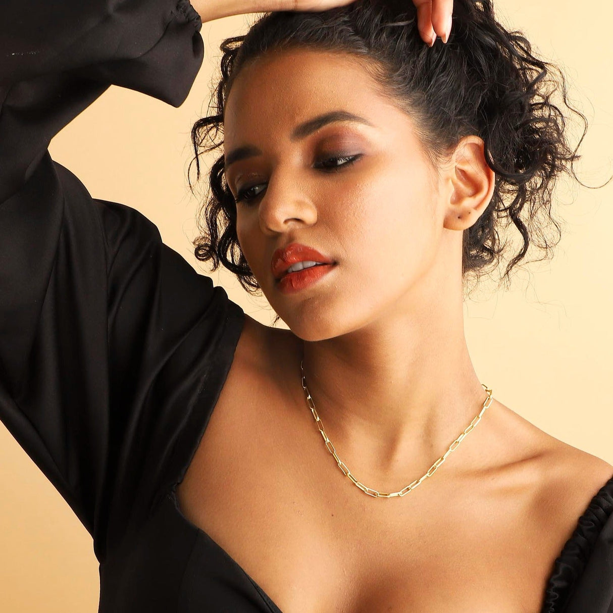 Paperclip Chain Necklace(Medium)  Gold