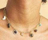 Stellar Elegance - 7 Healing Stones Link Chain Necklace