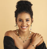 Stellar Elegance -  7 Healing Stones Drop Earrings
