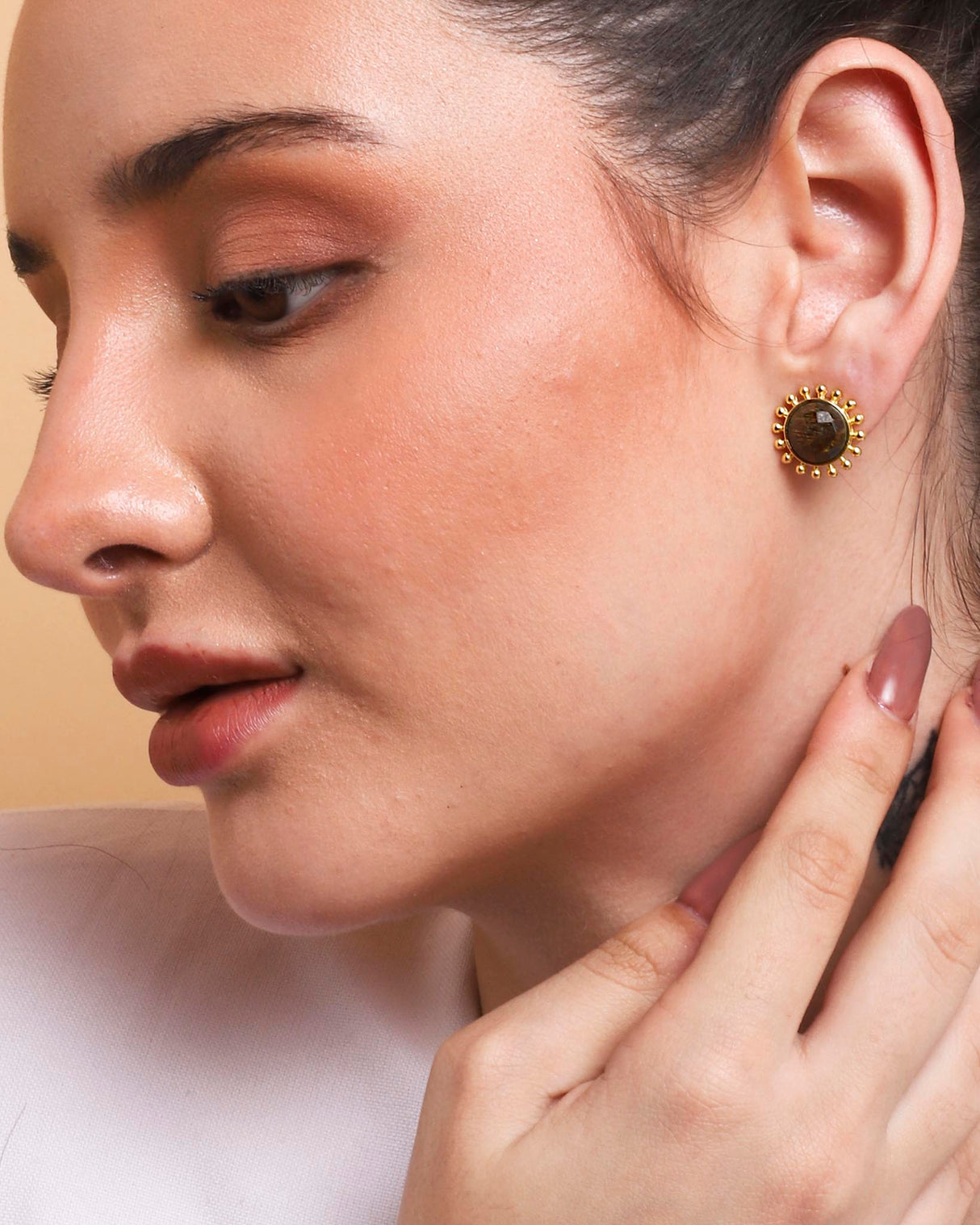 Tiger's Eye Stud Earrings "Stellar Elegance"
