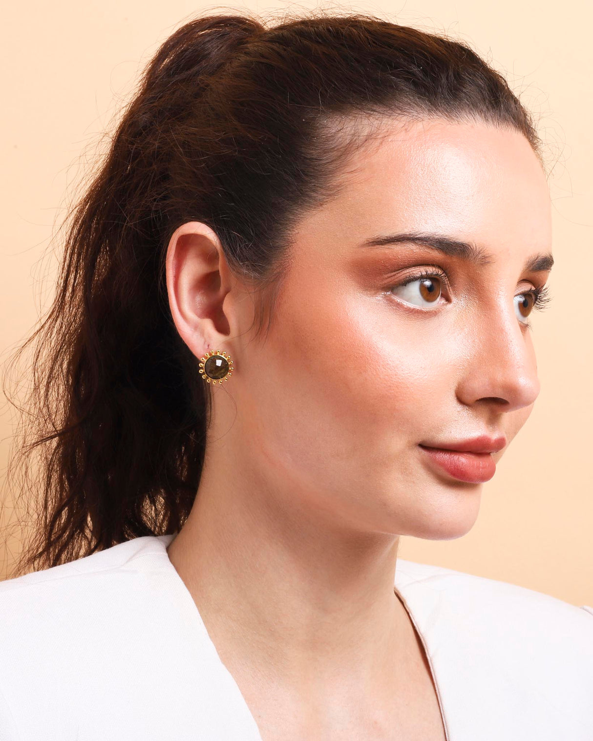 Tiger's Eye Stud Earrings "Stellar Elegance"