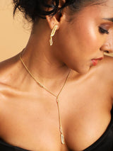Lariat Necklace - Cubic Zirconia "Wave Symphony"