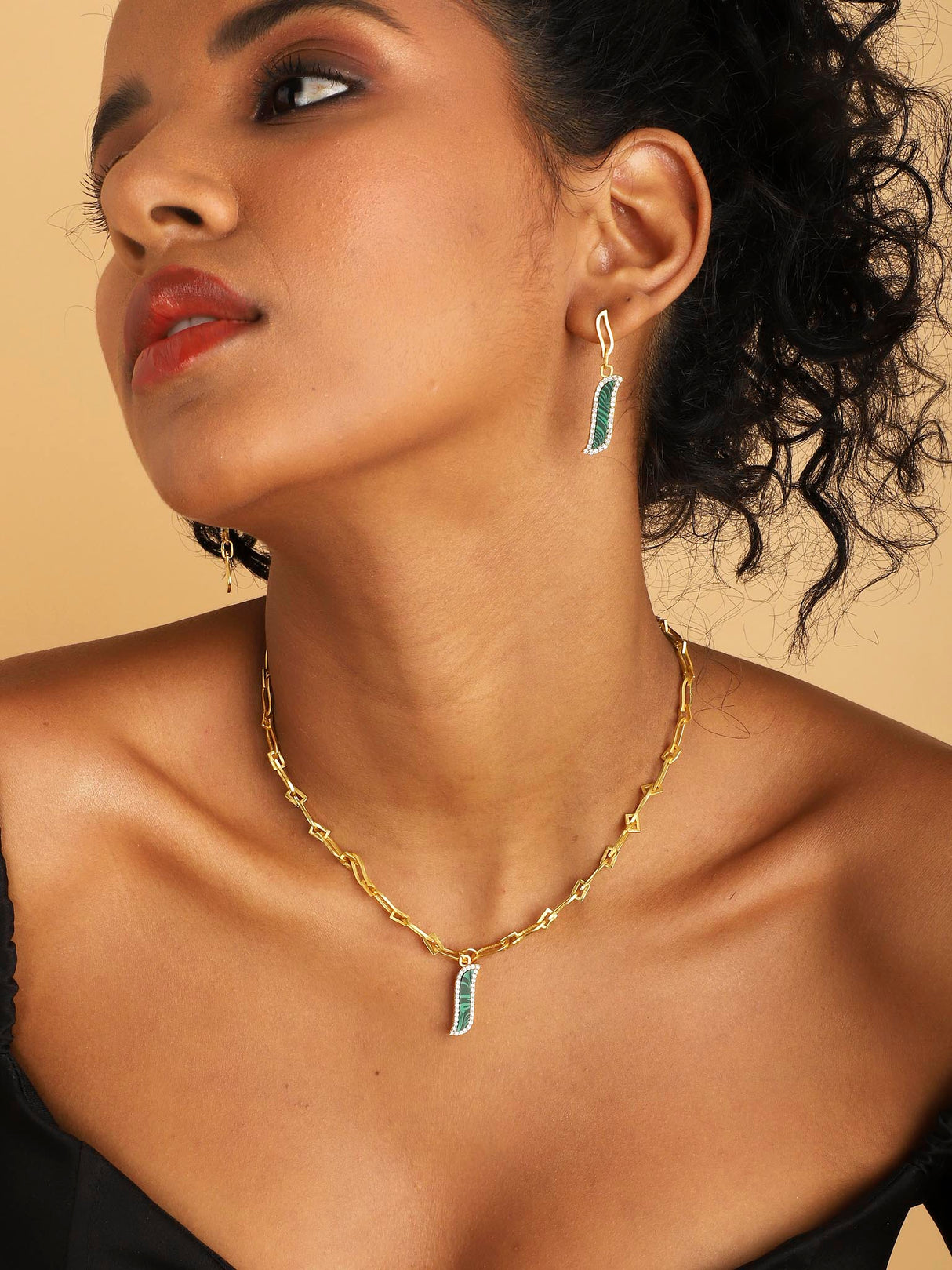 Link Necklace - Malachite "Wave Symphony"