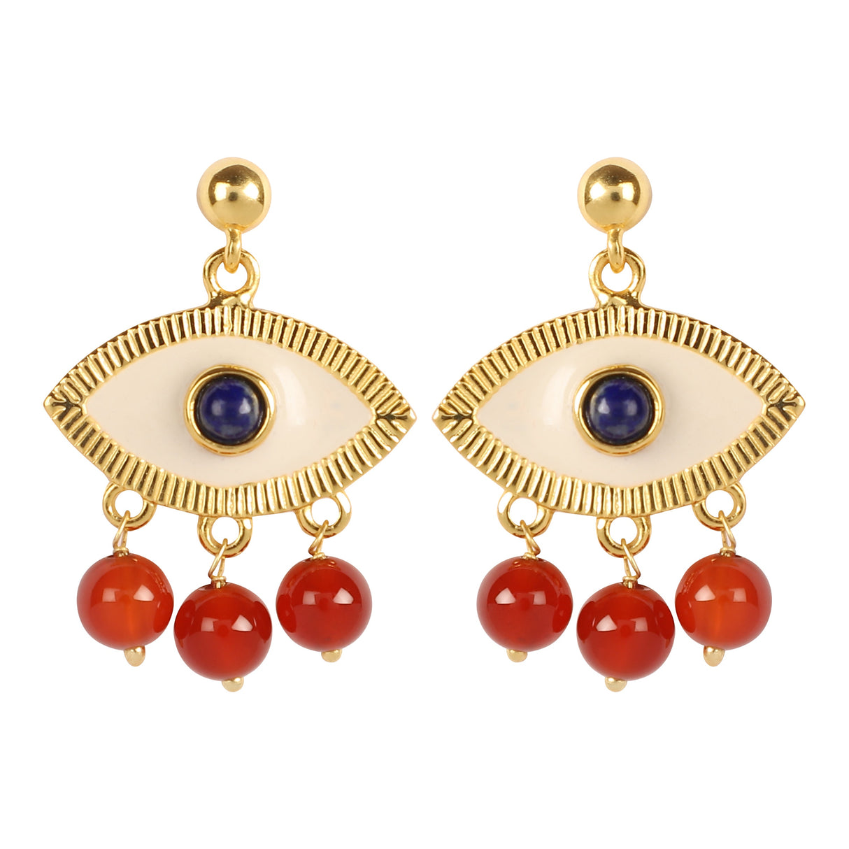 Evil Eye Earrings Red Carnelian
