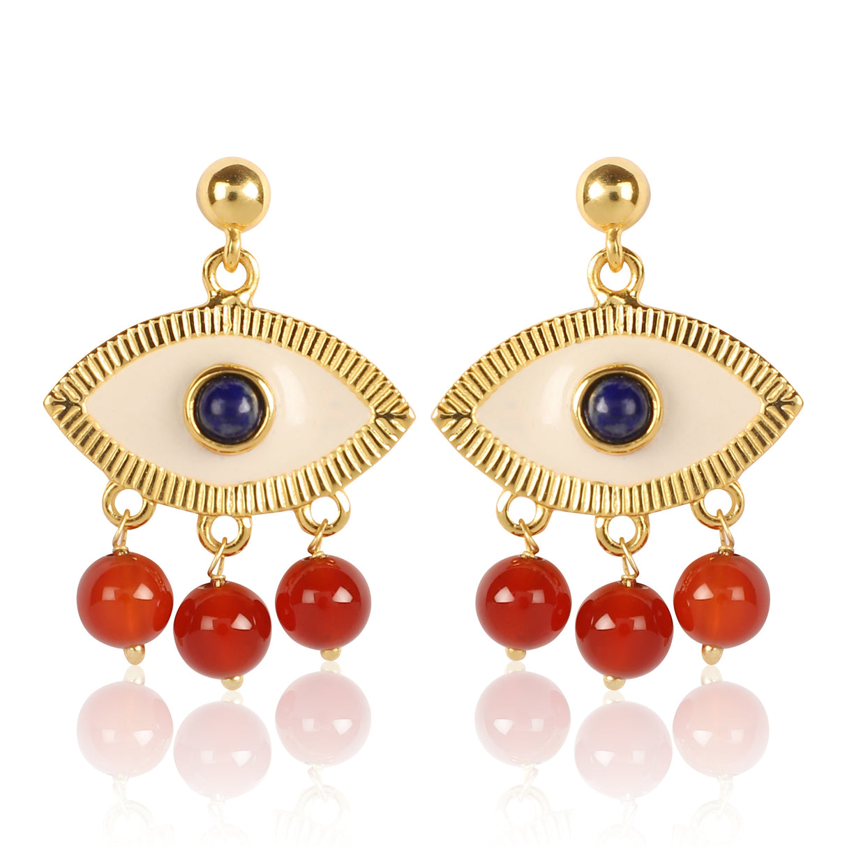Evil Eye Earrings Red Carnelian