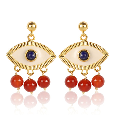 Evil Eye Earrings Red Carnelian