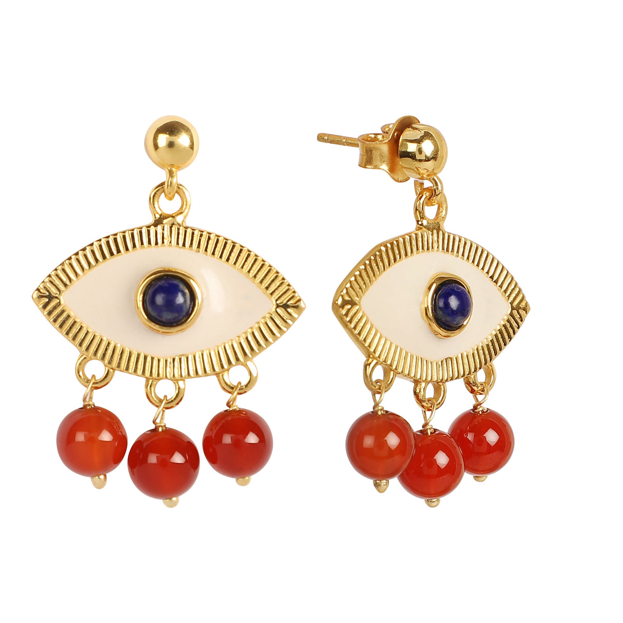Evil Eye Earrings Red Carnelian