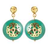 Green Onyx Earring With Filigree Melange