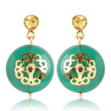 Green Onyx Earring With Filigree Melange