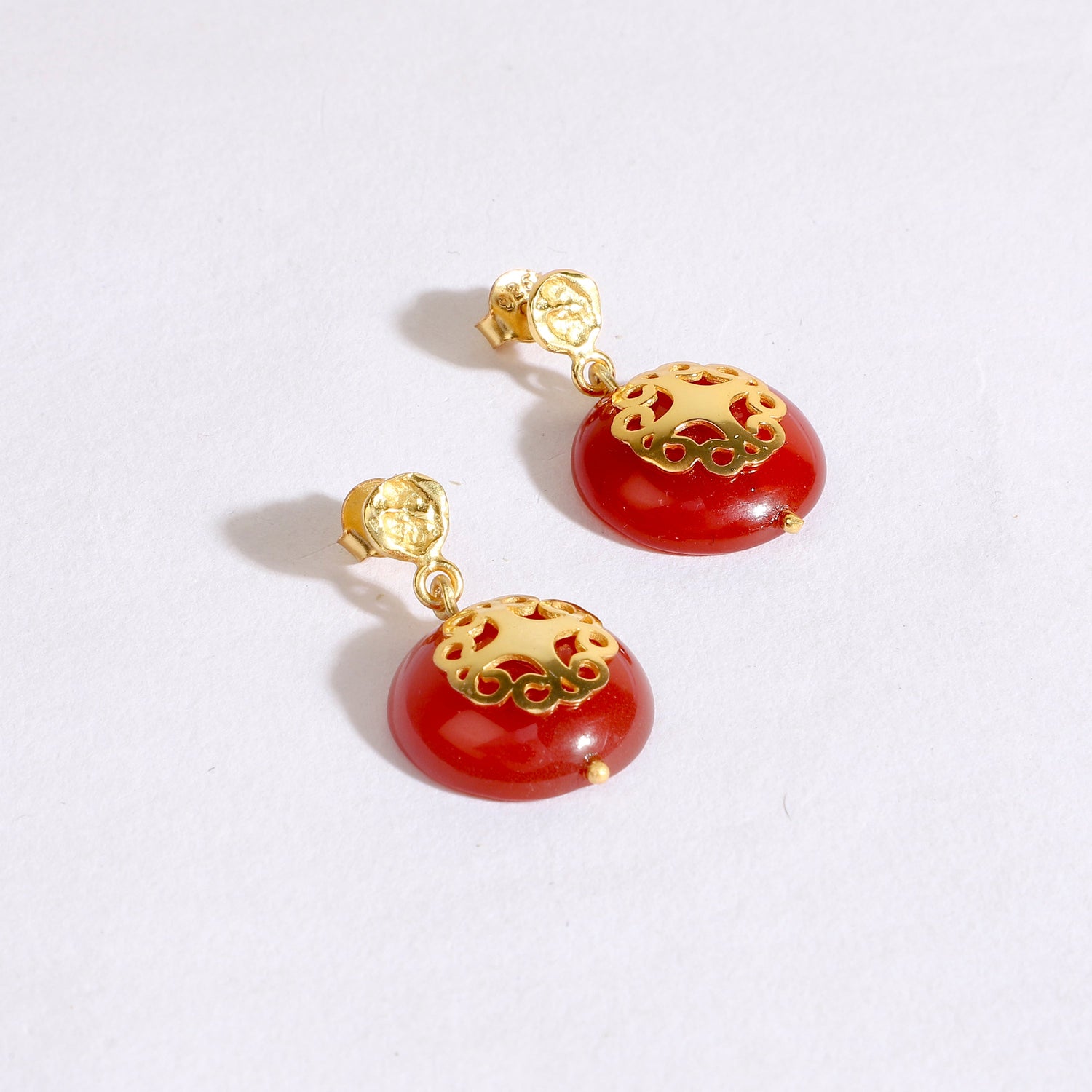Red Carnalian Earring With Filigree Melange