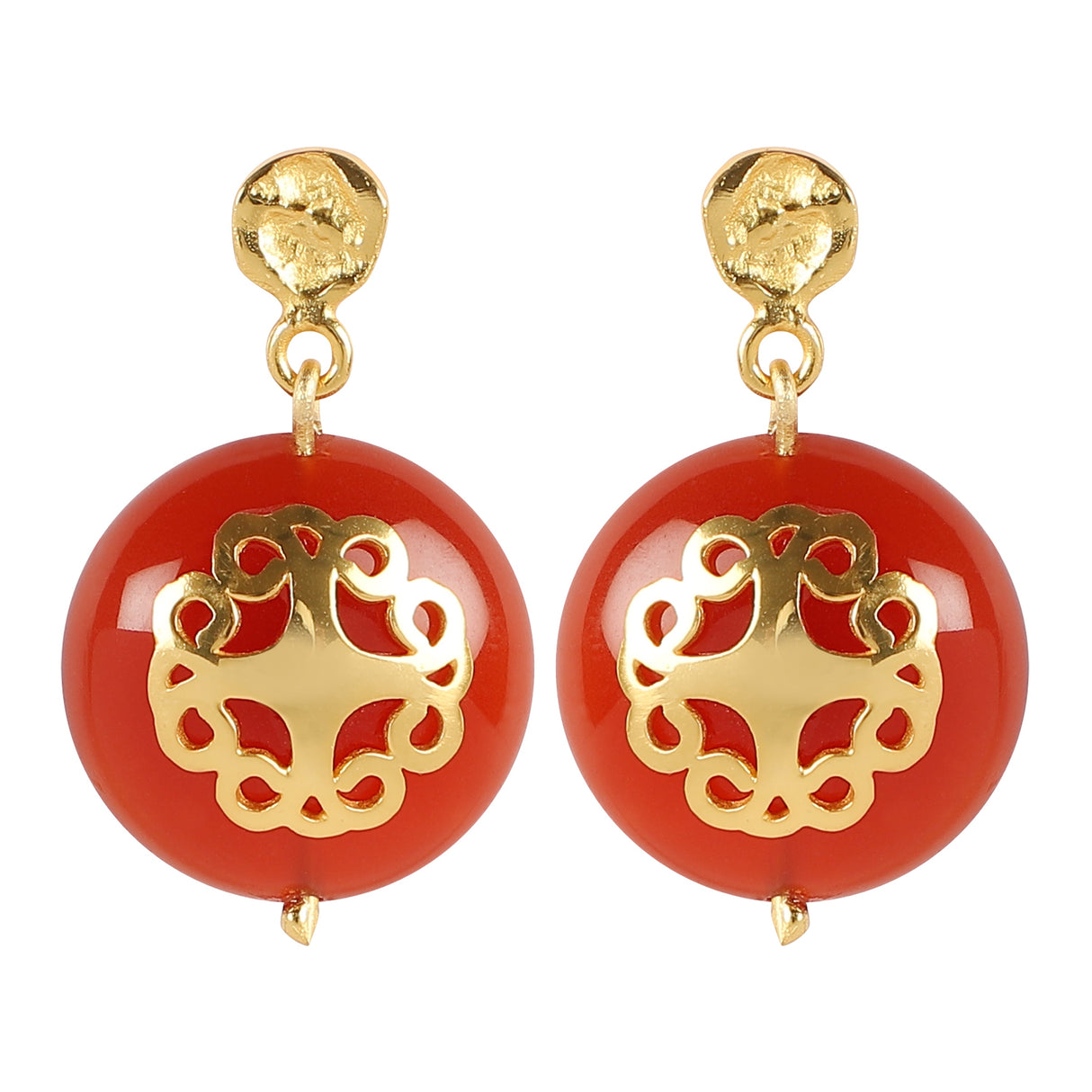 Red Carnalian Earring With Filigree Melange