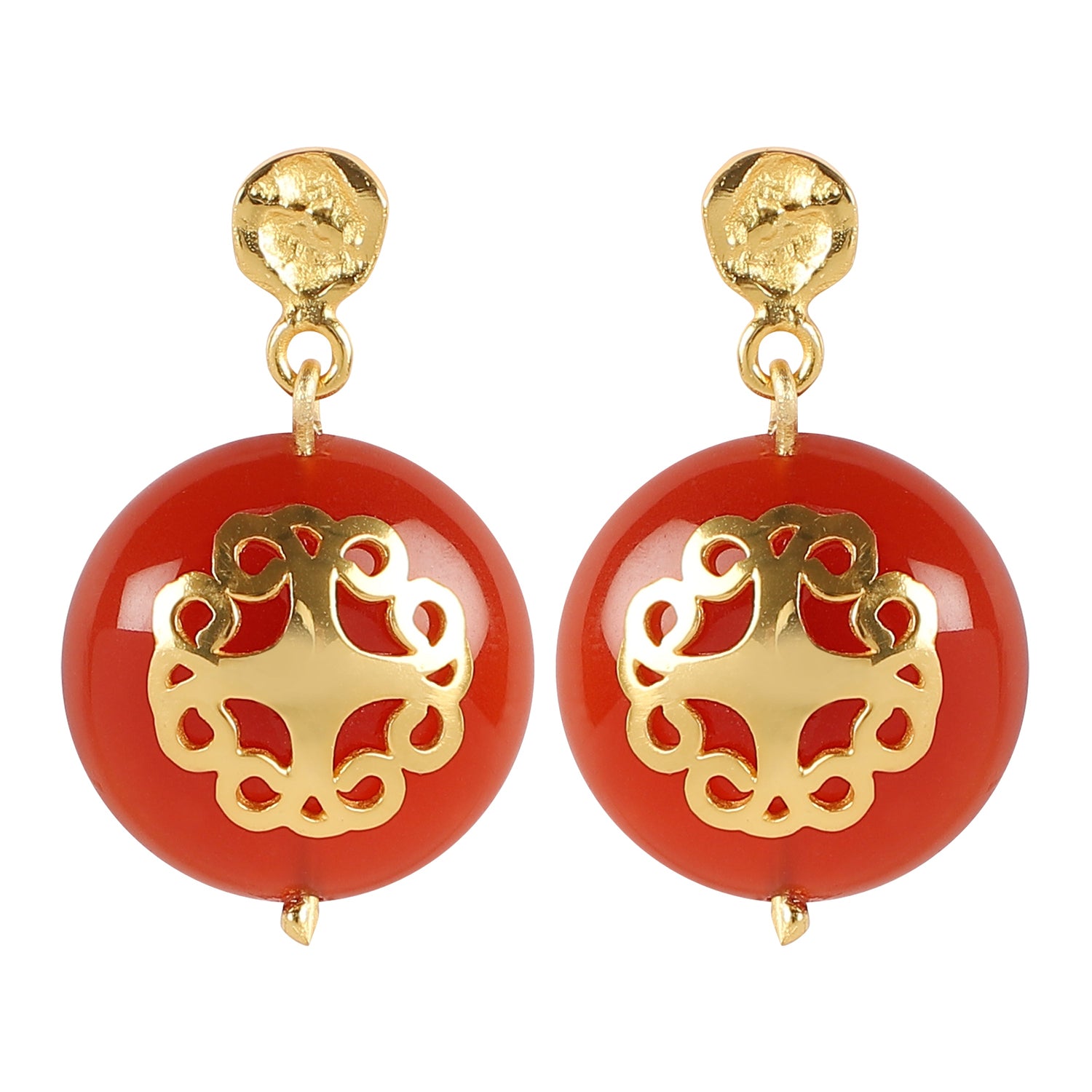Red Carnalian Earring With Filigree Melange
