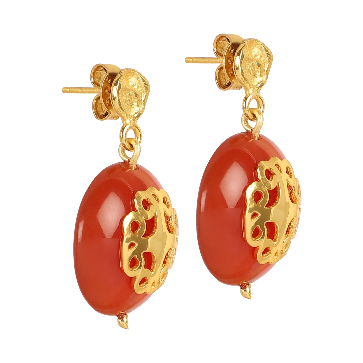 Red Carnalian Earring With Filigree Melange