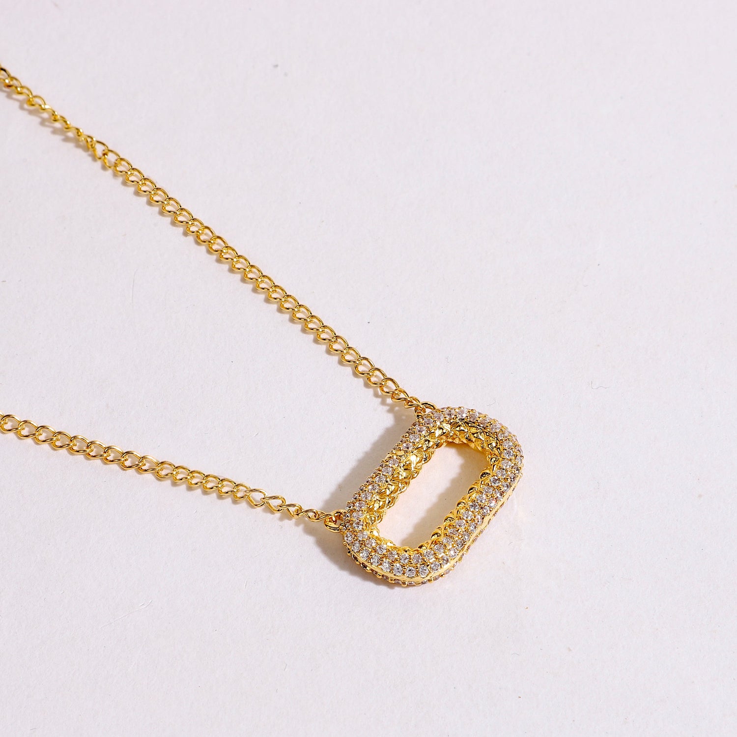 Timeless Radiance CZ Paperclip Pendant Necklace