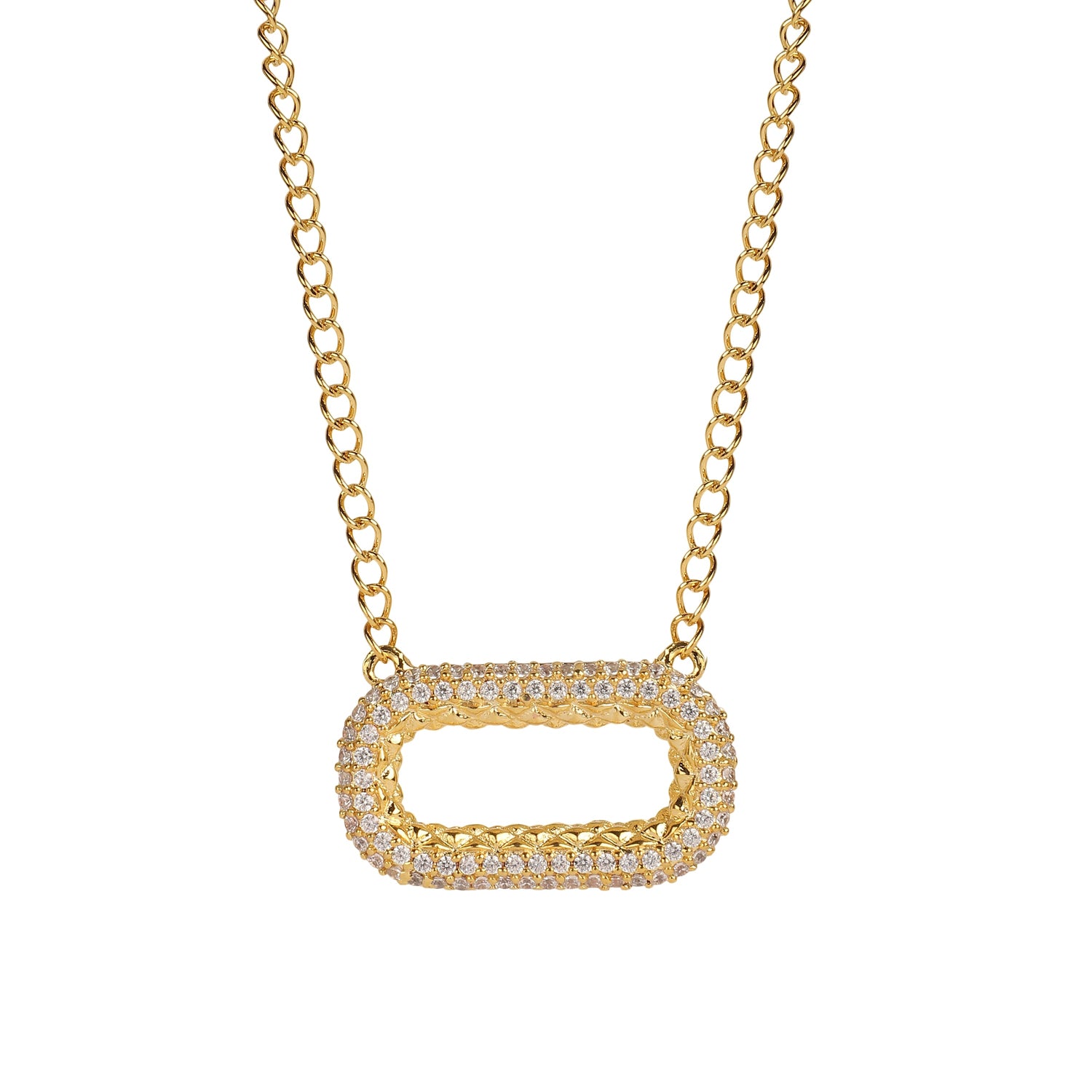 Timeless Radiance CZ Paperclip Pendant Necklace
