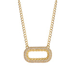 Timeless Radiance CZ Paperclip Pendant Necklace