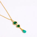 Green Onyx Necklace Semi Precious CZ