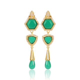 Green  Onyx Earrings Semi Precious CZ