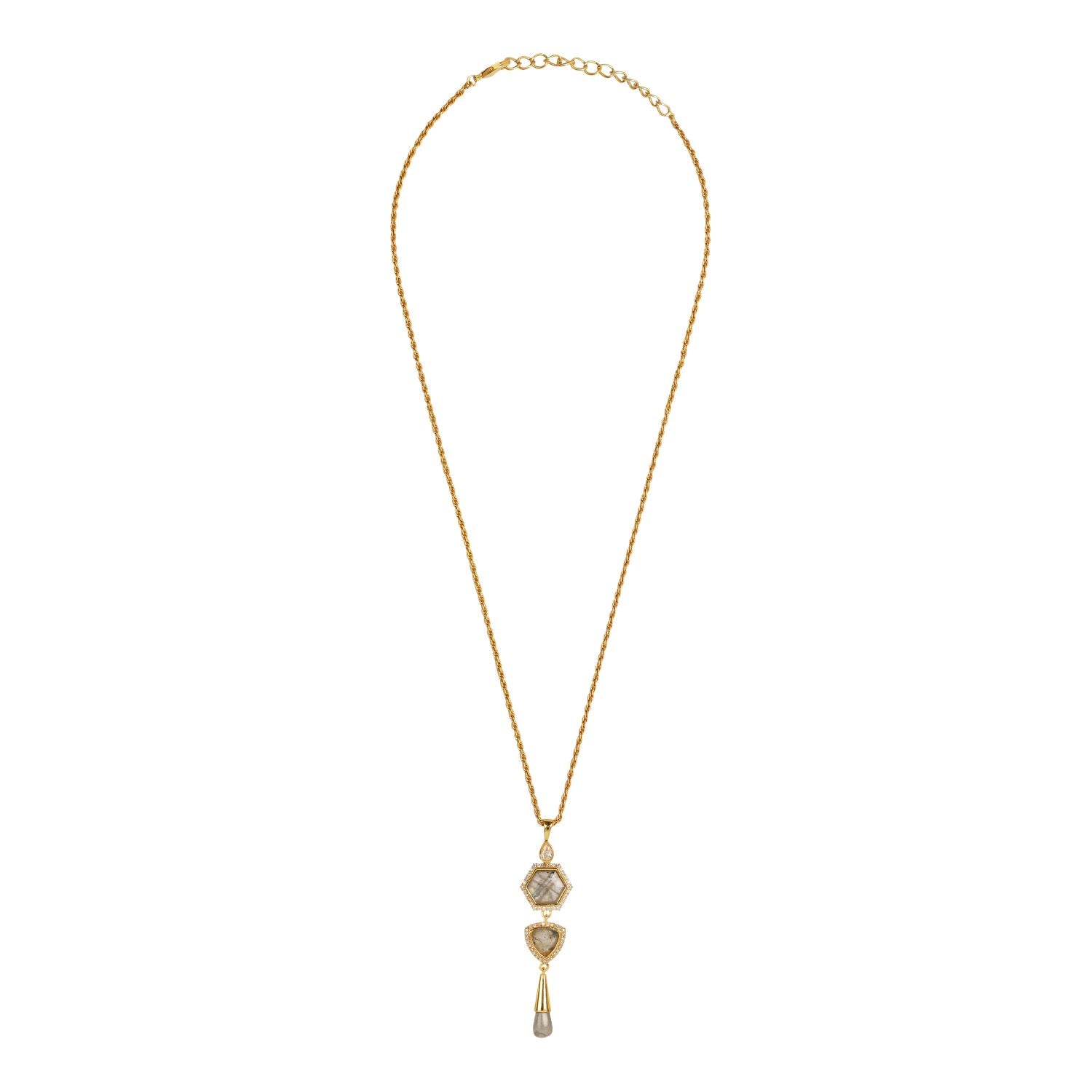 Timeless Radiance Labradorite CZ Earrings & Necklace Party Set