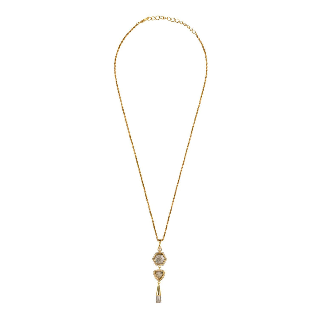 Timeless Radiance Labradorite CZ Earrings & Necklace Party Set