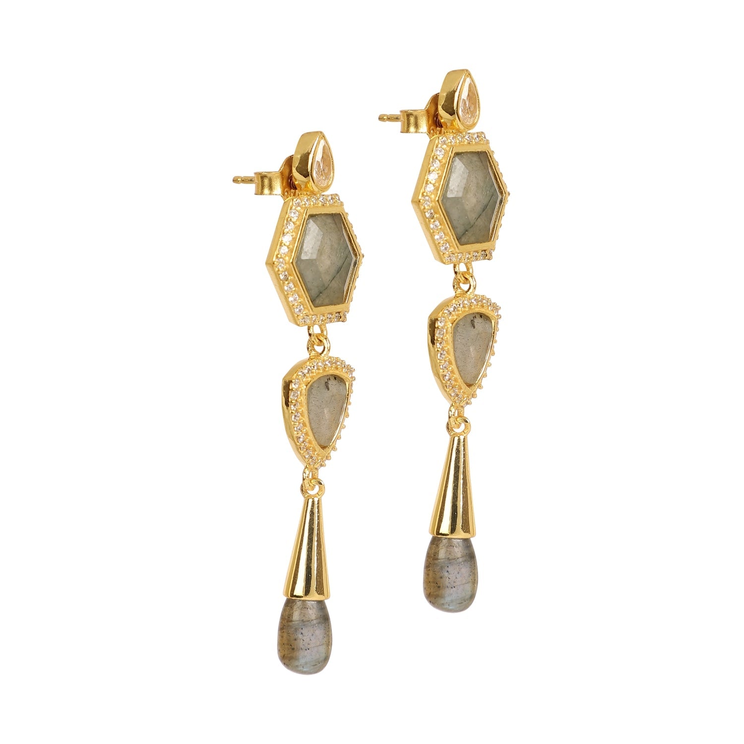 Timeless Radiance Labradorite CZ Earrings & Necklace Party Set