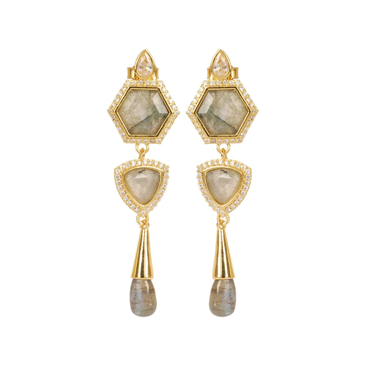Timeless Radiance Labradorite CZ Earrings & Necklace Party Set