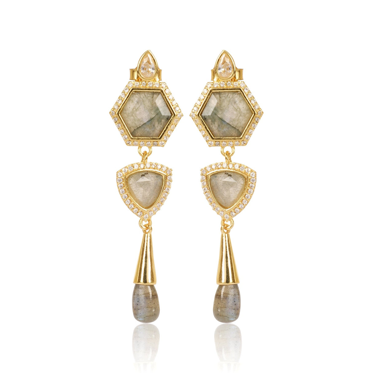 Timeless Radiance Labradorite CZ Earrings & Necklace Party Set