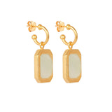 Rectangular Sparkling White Crystal Hoops