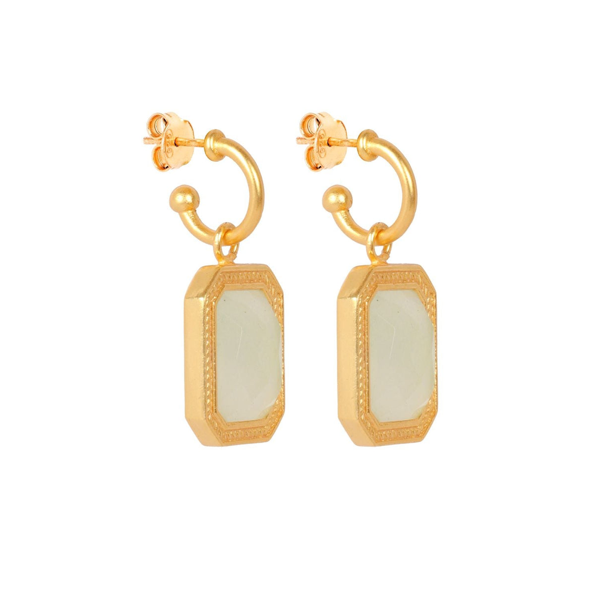 Rectangular Sparkling White Crystal Hoops
