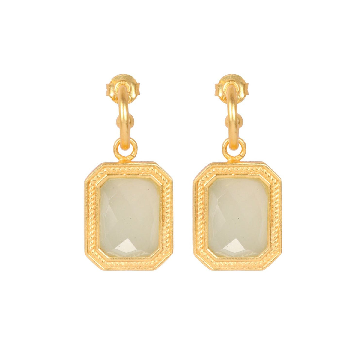 Rectangular Sparkling White Crystal Hoops